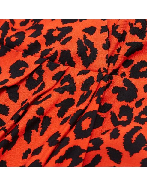 Robe courte léopard noire et orange