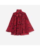 Top plissé imprimé cœurs noirs et rouges