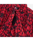 Top plissé imprimé cœurs noirs et rouges