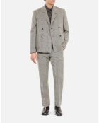 Pantalon de costume 100% laine pied de poule noir et blanc