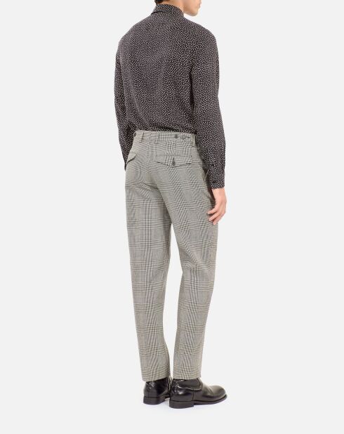 Pantalon de costume 100% laine pied de poule noir et blanc