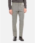 Pantalon de costume 100% laine pied de poule noir et blanc