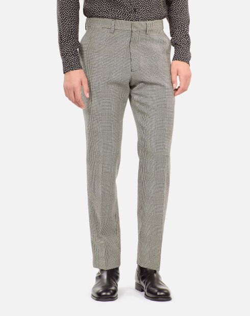Pantalon de costume 100% laine pied de poule noir et blanc