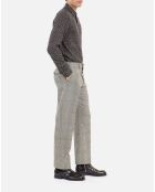 Pantalon de costume 100% laine pied de poule noir et blanc