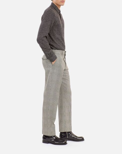 Pantalon de costume 100% laine pied de poule noir et blanc