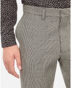 Pantalon de costume 100% laine pied de poule noir et blanc