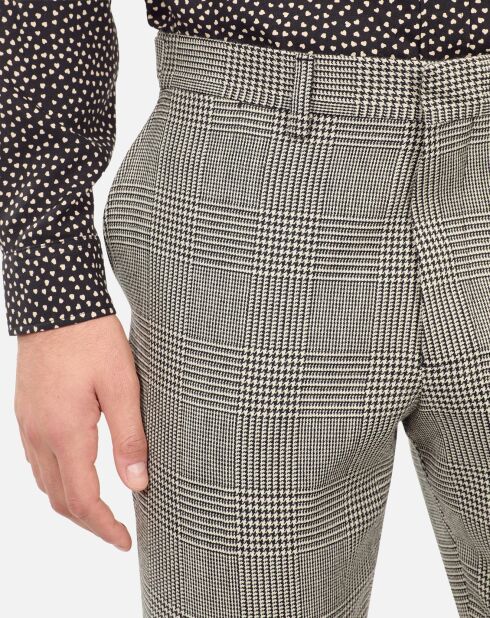 Pantalon de costume 100% laine pied de poule noir et blanc