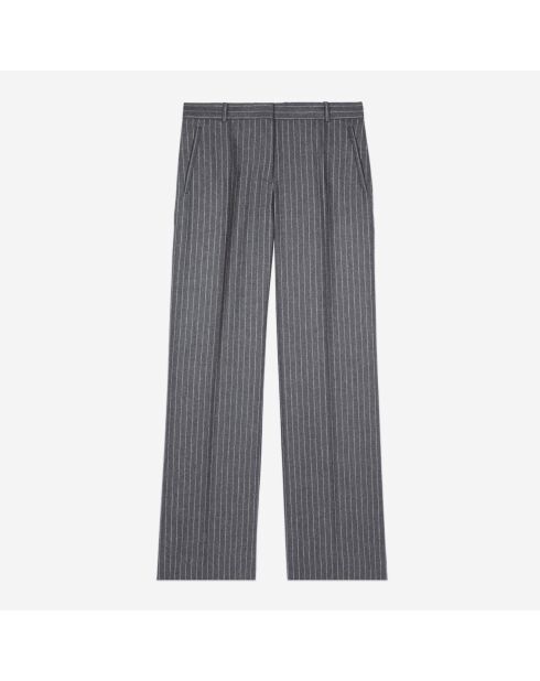 Pantalon tailleur droit à rayures gris clair