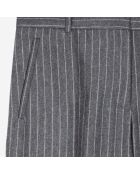Pantalon tailleur droit à rayures gris clair