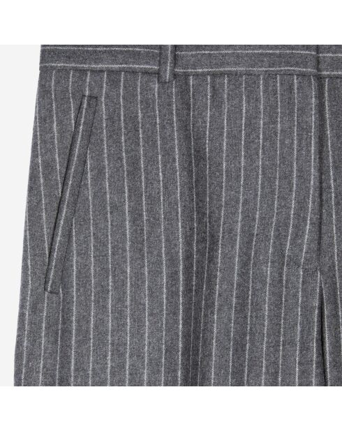 Pantalon tailleur droit à rayures gris clair
