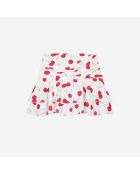 Jupe courte drapée avec imprimé cerise