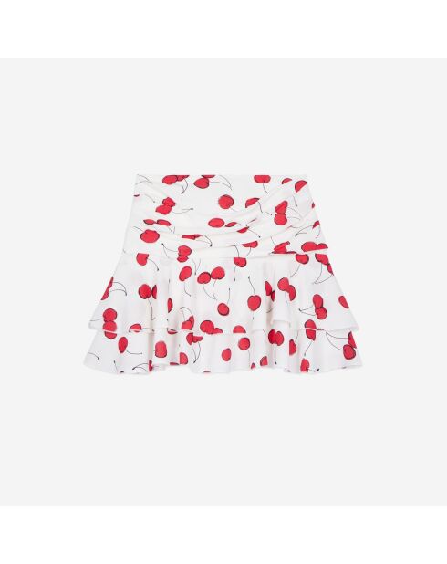 Jupe courte drapée avec imprimé cerise