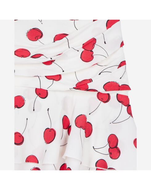 Jupe courte drapée avec imprimé cerise