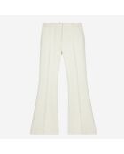 Pantalon tailleur flare en laine mélangée écru