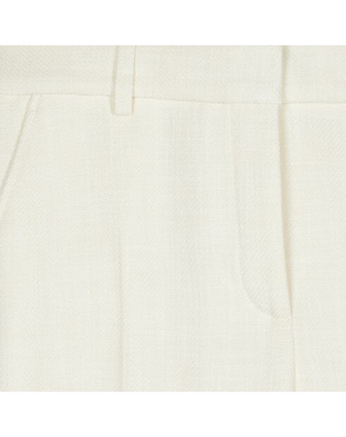 Pantalon tailleur flare en laine mélangée écru