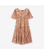 Robe courte imprimé fleuri marron