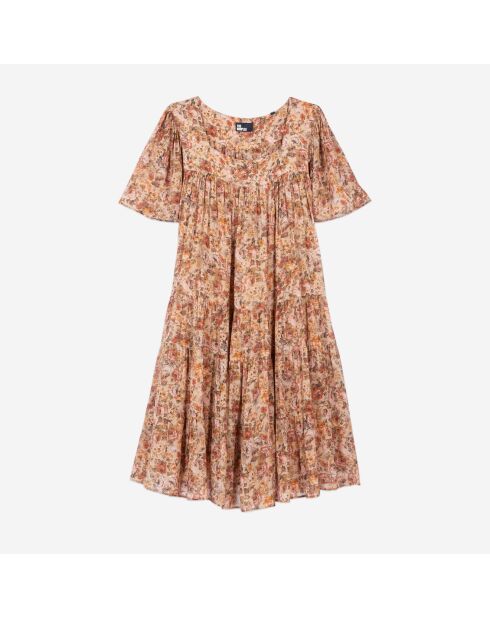 Robe courte imprimé fleuri marron