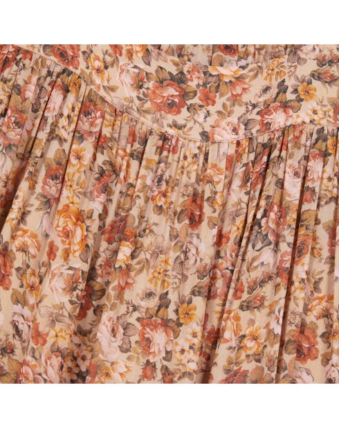 Robe courte imprimé fleuri marron