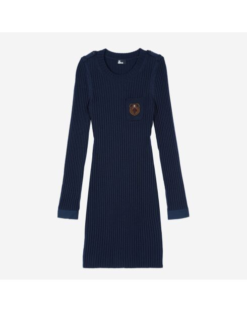 Robe courte en Laine mélangée bleu foncé