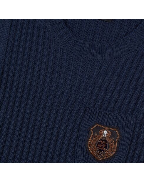 Robe courte en Laine mélangée bleu foncé