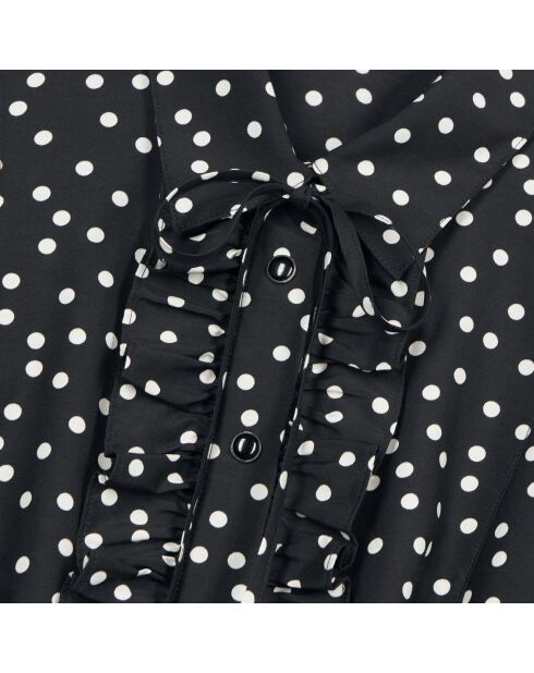 Chemise à manches courtes en Coton & Soie à pois noir/blanc
