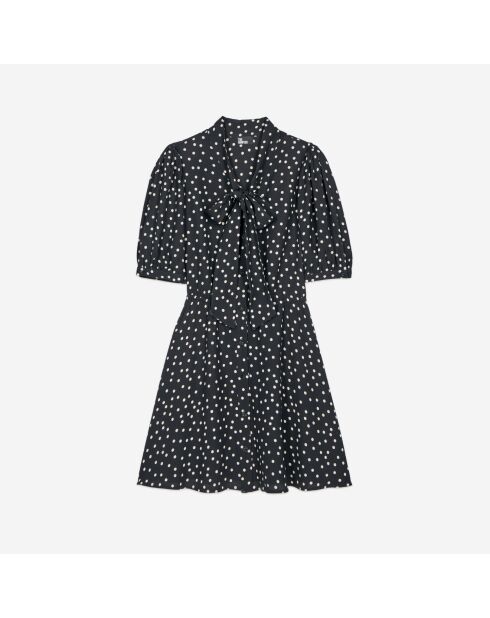 Robe courte à pois noire et blanche