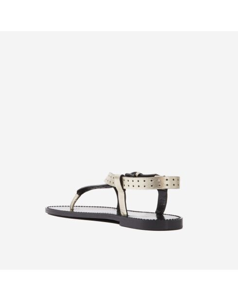 Sandales en cuir perforé dorées