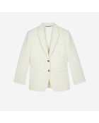 Veste tailleur en laine mélangée écrue