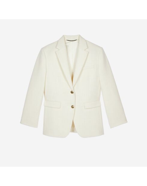 Veste tailleur en laine mélangée écrue