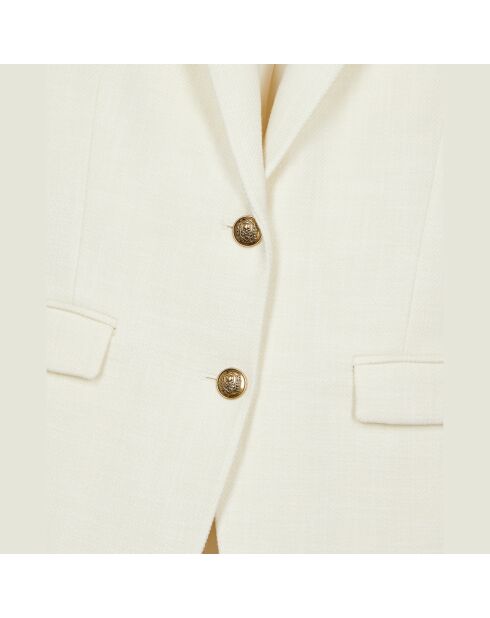 Veste tailleur en laine mélangée écrue