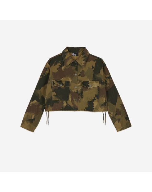 Blouson court en denim camouflage