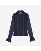 Chemise 100% soie bleu marine