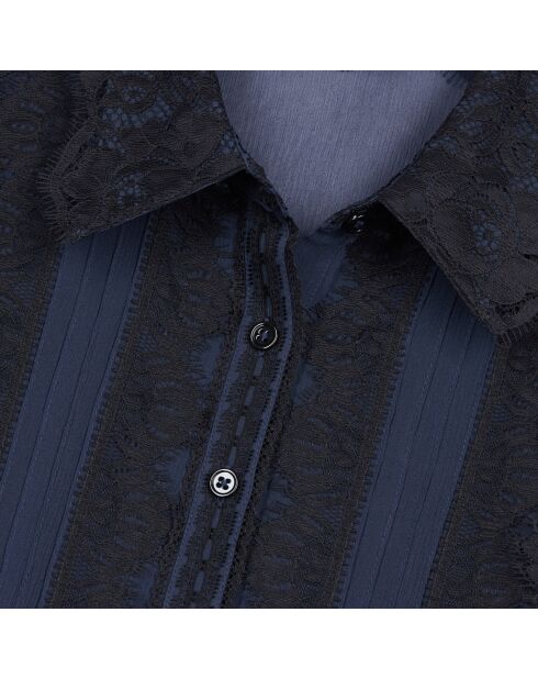 Chemise 100% soie bleu marine