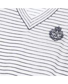 Pull Blason à rayures en laine et cachemire blanc et bleu