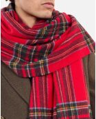 Écharpe 100% laine à carreaux rouge