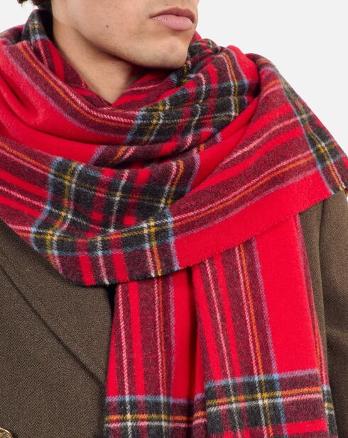 Écharpe 100% laine à carreaux rouge