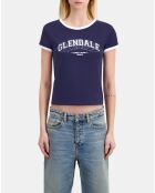 T-shirt avec sérigraphie bleu marine délavé