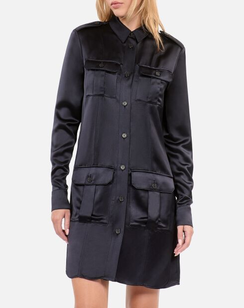 Robe saharienne courte bleu marine