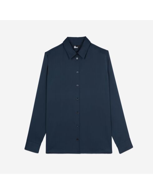 Chemise en soie bleu marine