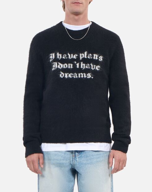 Pull en alpaga mélangé noir et blanc