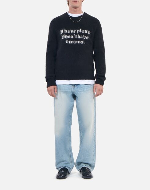 Pull en alpaga mélangé noir et blanc