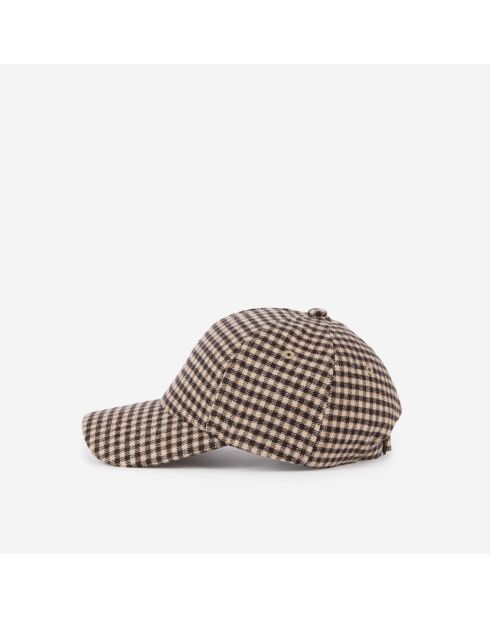 Casquette en Laine mélangée à carreaux écru et noir