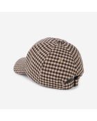 Casquette en Laine mélangée à carreaux écru et noir