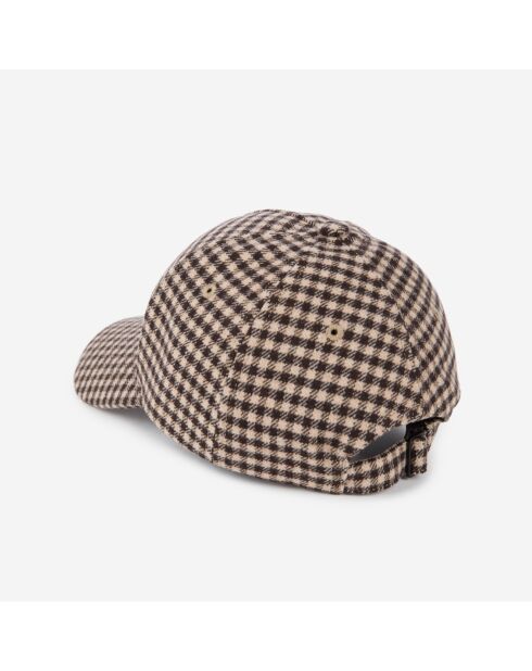 Casquette en Laine mélangée à carreaux écru et noir