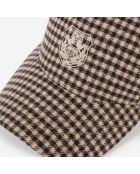 Casquette en Laine mélangée à carreaux écru et noir