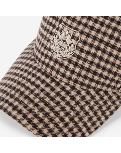 Casquette en Laine mélangée à carreaux écru et noir