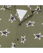 Chemise manches courtes imprimé étoiles kaki