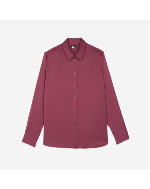 Chemise en soie bordeaux
