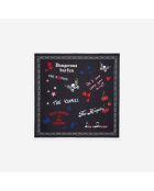 Foulard 100% soie imprimée noir