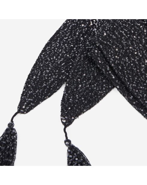 Écharpe fine à sequins en maille noire